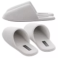 Comfortable Fluffy White Indoor Slippers With Soft Slip On Design And Brand Label