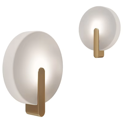 Modern Minimalist Wall Sconce With White Round Shade And Gold Metal Frame For Interior Decoration 3d model