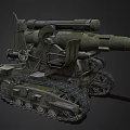 Military Artillery Weapon System With Long Barrel Tracked Carriage And Gun Mount