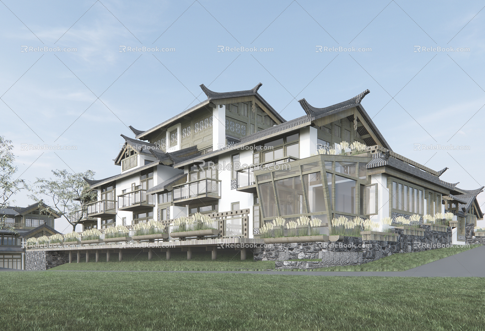 Chinese Hotel Architecture Classical Homestay Inn Hotel model