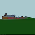Traditional Chinese Ancient Architecture with Multiple Buildings Tiered Roofs Overhanging Eaves and Courtyard