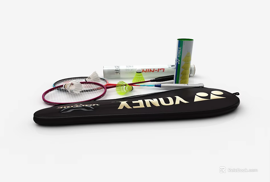 YONEX Badminton Sports Equipment Set With Rackets Shuttlecocks And Carry Bag 3d model 