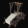 Ancient Wooden Loom Traditional Industrial Weaving Equipment with Classic Design and Functional Structure