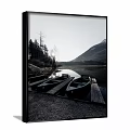 Landscape Painting With Stone Arch Bridge Calm Water Reflection Rocks Mountains And Cloudy Sky