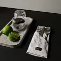 Simple Tableware Set With Glasses Tray Cutlery Napkin Package And Lime