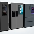 Modern Smart Refrigerators With Digital Screens Sleek Designs And Multiple Color Options 3d model