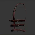 Durable Burgundy Leather Horse Harness With Adjustable Straps And Metal Buckles