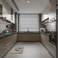 Elegant Modern Kitchen Interior Design With Wooden Cabinets Island Countertop And Appliances