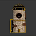 Ornate Tower Building Featuring Yellow Framework Brick Red Walls Decorative Circular Windows And Dome