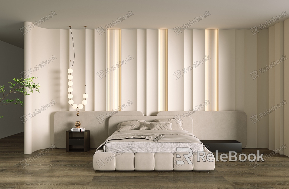 Modern bedroom background wall model