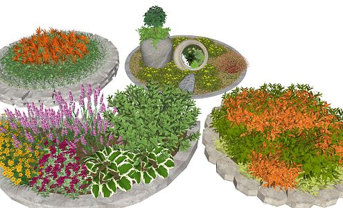 Modern Plants Flowers and Plants Flower Mirror Ornamental Grasses Flower Pond Plants Flower Pond Potted Shrubs 3d model