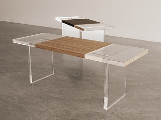 Acrylic solid wood desk 3d model