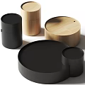 Modern Minimalist Round Coffee Tables With Wooden And Black Stylish Design