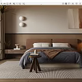 Middle Style Double Bed 3d model