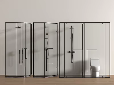 Modern Transparent Glass Shower Enclosures In Bathroom Design With Toilet And Clean Lines 3d model