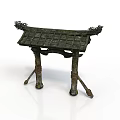 Classical Bronze Furniture With Roof Like Top And Intricate Carved Legs