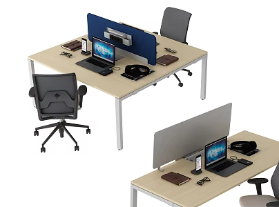 Modern office desk and chair combination 3d model