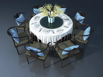 Modern Swing Door Design For Dining Room With Round Table And Chairs 3d model