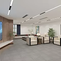 Modern Hotel Public Lounge With Comfortable Sofas Armchairs Large TV Decorative Paintings And Green Plants