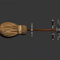 Handmade Decorative Broom With Woven Head Wooden Handle And Metal Brackets