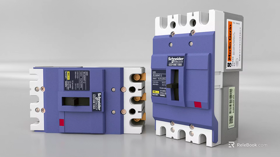 Schneider Modern Blue White Circuit Breakers for Home Electrical Safety Protection 3d model 