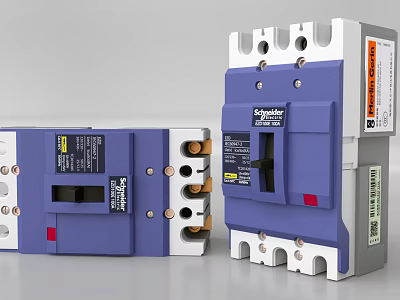 Schneider Modern Blue White Circuit Breakers for Home Electrical Safety Protection 3d model