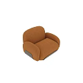 Orange Plush Accent Chair with Rounded Backrest Armrests and Sturdy Wooden Base for Living Room