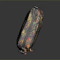 Colorful Green Mountain Utility Bag With Vibrant Patterns Pink Straps And Zipper Closure