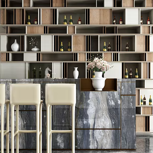 Modern Bar Chair Combination 3d model