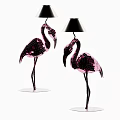 Flamingo Shaped Sequin Floor Lamp With Pink Body And Black Shade