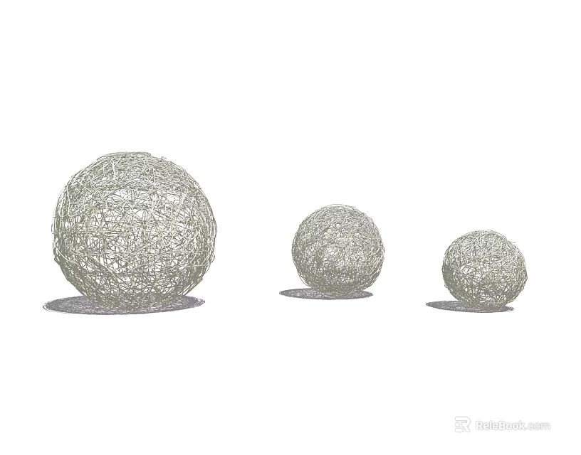 Three Modern Woven Wire Sphere Decorative Lights with Stylish Sizes for Home 3d model