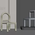 Modern Minimalist Children's Chair In Pale Green And Gray With Arched Backrest Design