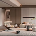 Modern Living Room Interior Design With Light Colored Sofa Coffee Table And Wall Artwork 3d model