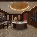 Luxury Elegant Jewelry Store Interior Design With Round Display Counters And Premium Refined Decorations