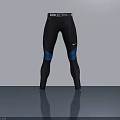 Nike Pro Hyperwarm Leggings Black with Blue Panels and White Logo on Gray Background