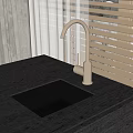 Modern Kitchen Countertop With Brushed Nickel Faucet And Black Sink