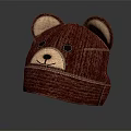 Cute Red Corduroy Hat With Bear Ears And Smiling Face Design 3d model