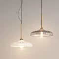 Modern Pendant Lights With Golden Poles And White Transparent Glass Shades