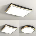Modern Square And Round Ceiling Light Featuring Black Frame Yellow Trim And White Light 3d model
