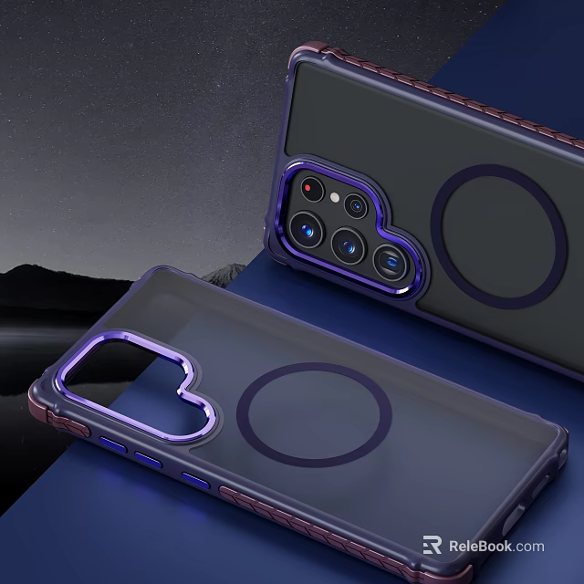 Transparent Phone Case With Purple Border Wireless Charging Compatibility And Camera Protection Shockproof Design 3d model 