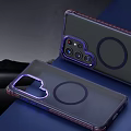 Transparent Phone Case With Purple Border Wireless Charging Compatibility And Camera Protection Shockproof Design