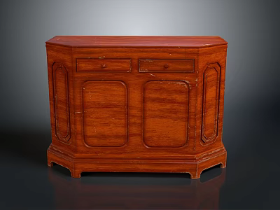 Elegant Traditional Wooden Cabinet With Carved Details Two Drawers And Doors 3d model