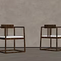 Minimalist Tea Table Chairs With Natural Wooden Square Frame And Cushioned Seats