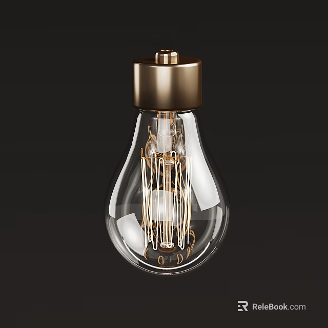 Elegant Clear Glass Light Bulb With Gold Base And Filament Details 3d model 