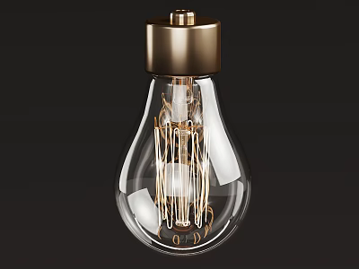 Elegant Clear Glass Light Bulb With Gold Base And Filament Details 3d model