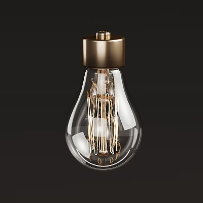 Elegant Clear Glass Light Bulb With Gold Base And Filament Details 3d model