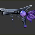 Enchanting Fantasy Character Weapon With Mythical Creature Inspired Purple Crystal And Silver Petal Design