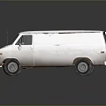 Vintage White Cargo Van With Classic Boxy Design On Reflective Surface