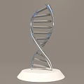 Detailed Silver DNA Double Helix Structure Model on White Base 3d model