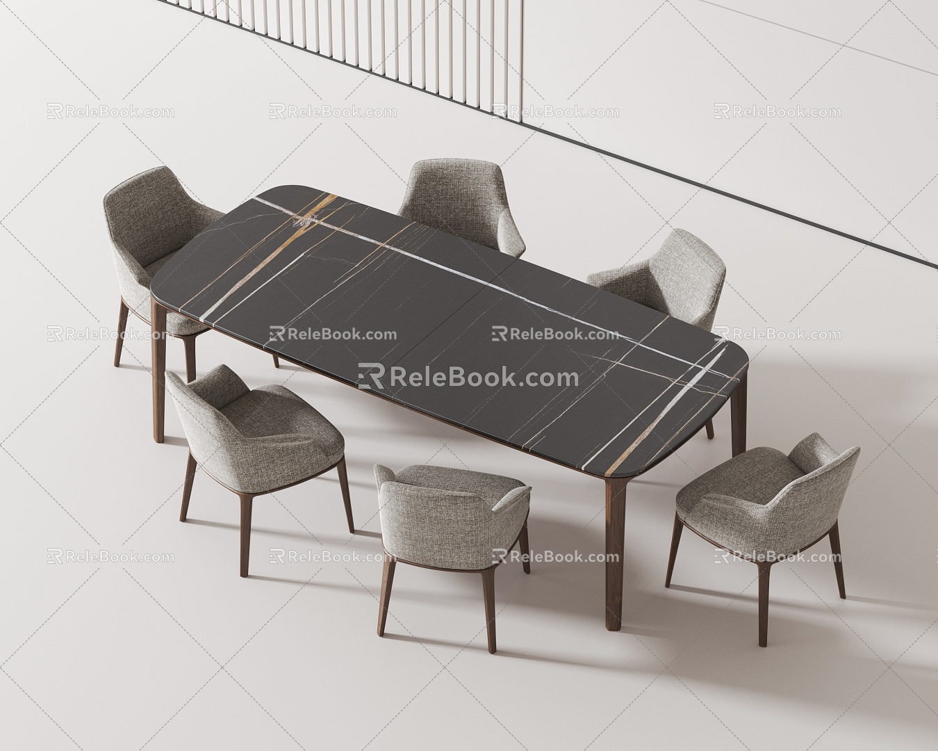 Modern Dining Table and Chair 3d model